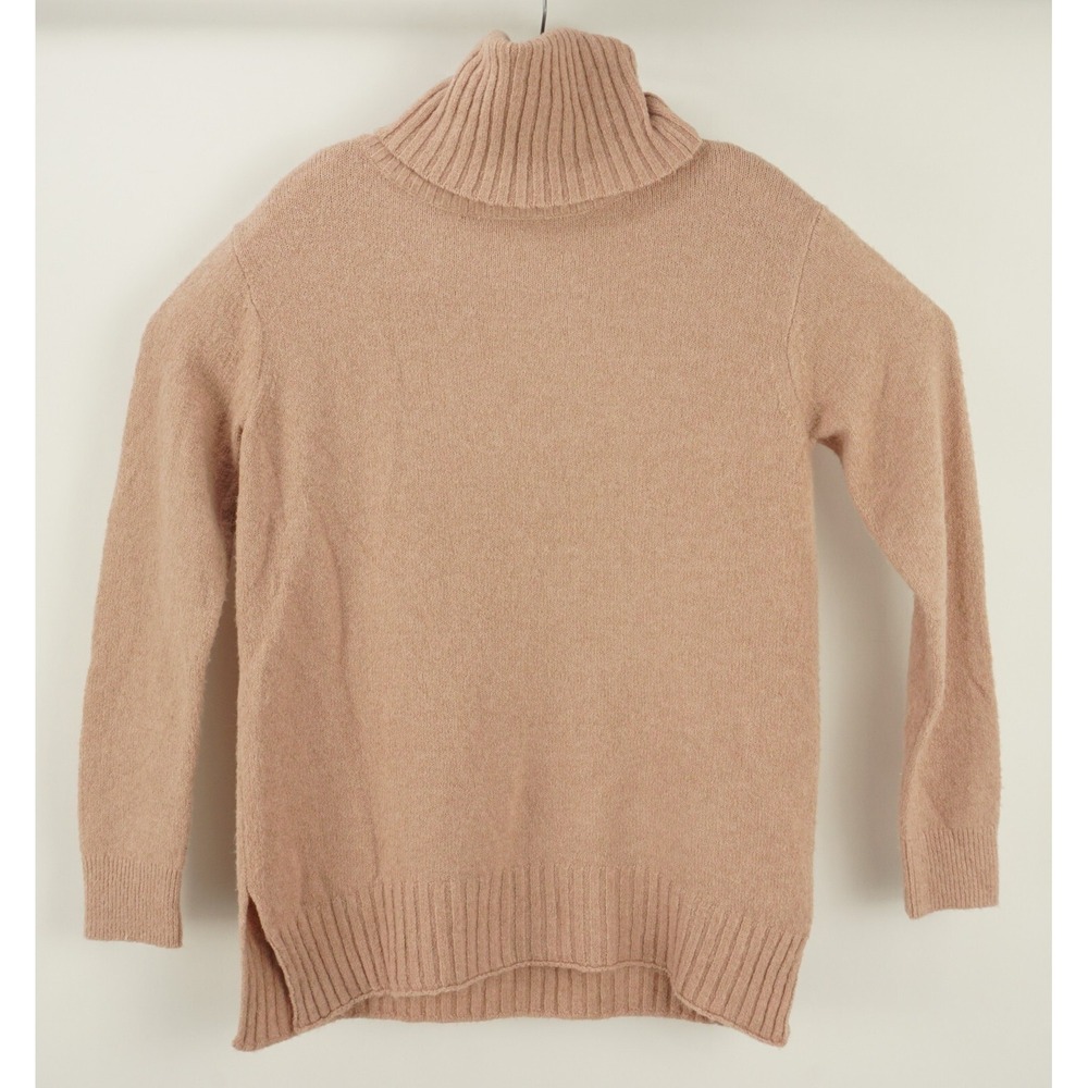 New BP Cozy Knit Longline Turtleneck Sweater Womens XS Pink Pullover Slit Accent